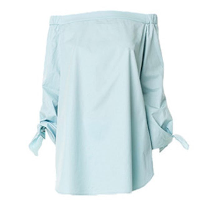 Satin Poplin Off-The-Shoulder Tunic