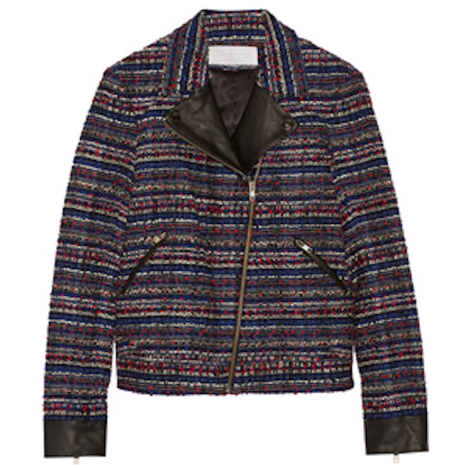 Leather-Trimmed Bouclé-Tweed Jacket