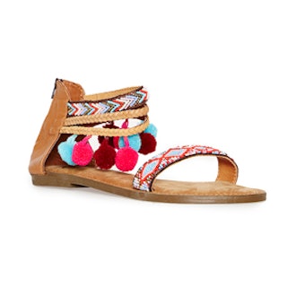 Embroidered Ankle Wrap Sandals