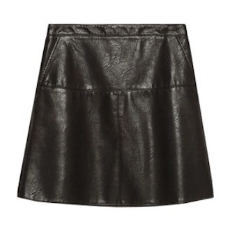 Flared Faux Leather Skirt