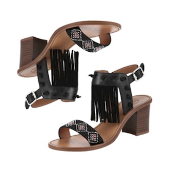 Patchouli Beaded and Fringed Leather Sandals