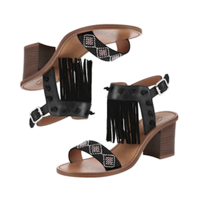 Patchouli Beaded and Fringed Leather Sandals