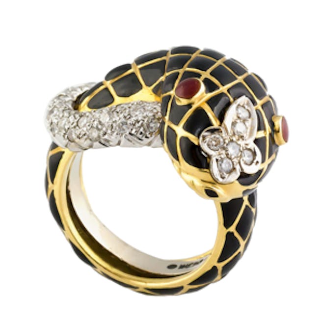 Gold and Diamond Snake Ring