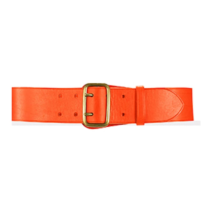 Calfskin Double-Prong Belt in Bright Orange