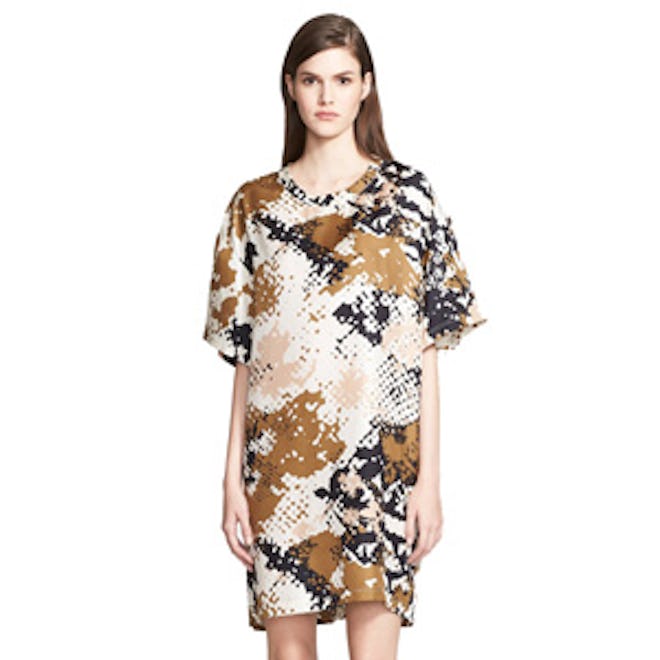 ‘Chester’ Camo Print Silk T-Shirt Dress