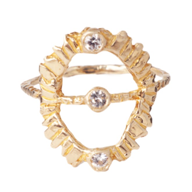Yellow Gold And White Sapphire Ring