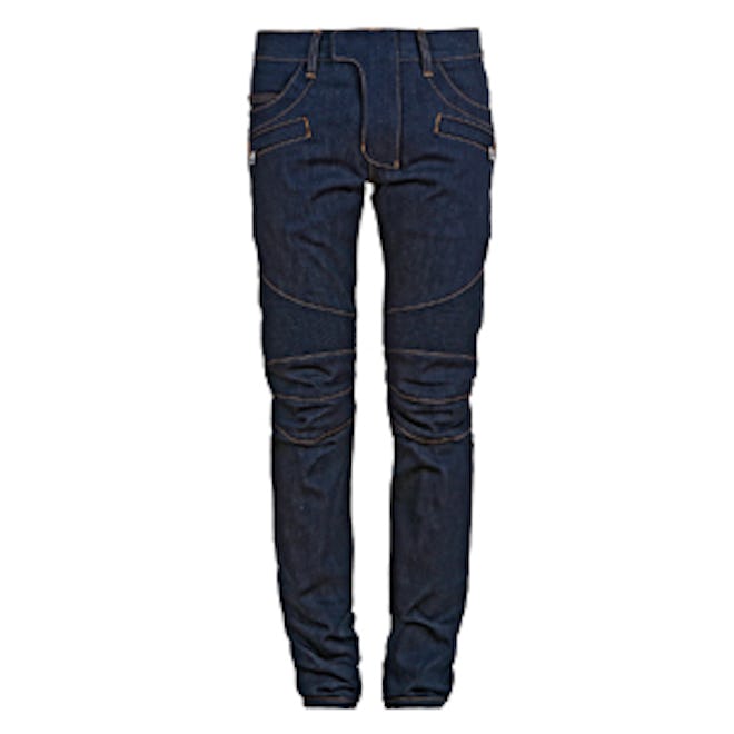 Slim Fit Raw Denim Biker Jeans