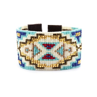 Turquoise Mix Cuff Bracelet on Leather