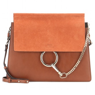 Faye Leather and Suede Shoulder Bag