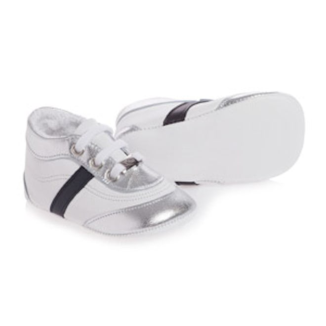 Boys White Leather Pre-Walker Trainers