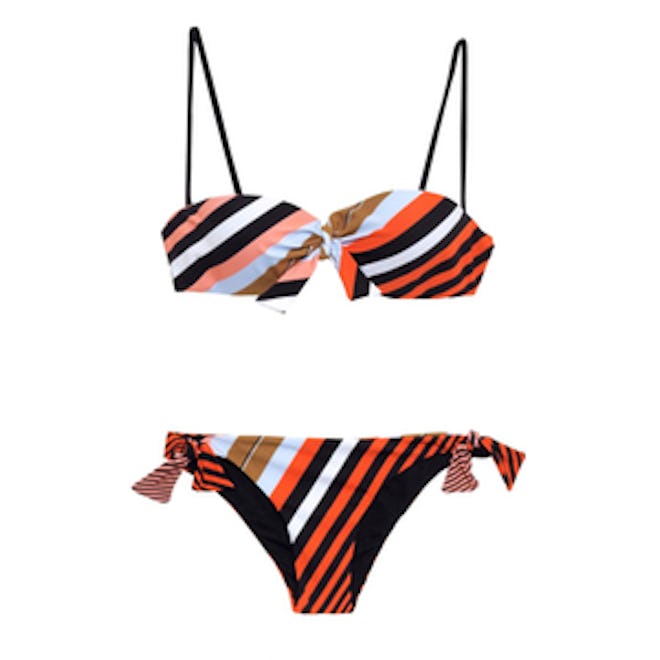 Diagonal-Stripe Bandeau Bikini