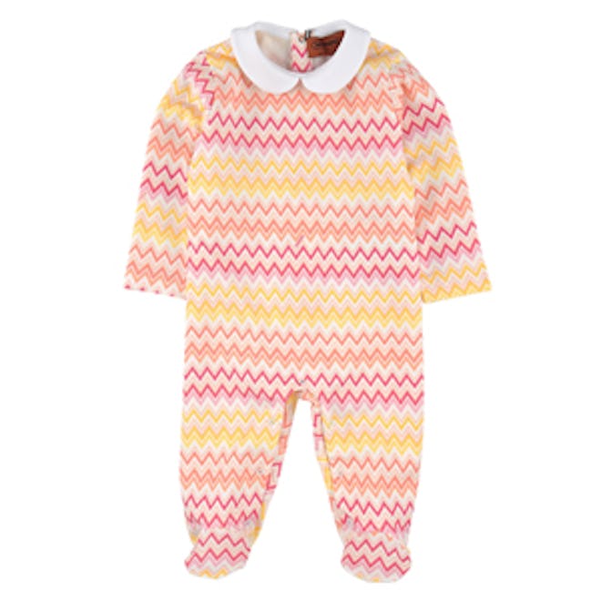 Signature Print Cotton Jersey Sleepsuit in Pink
