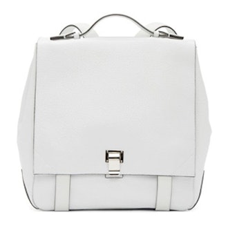 White Grained Leather Backpack