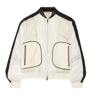 Contrast Trimmed Chiffon Bomber