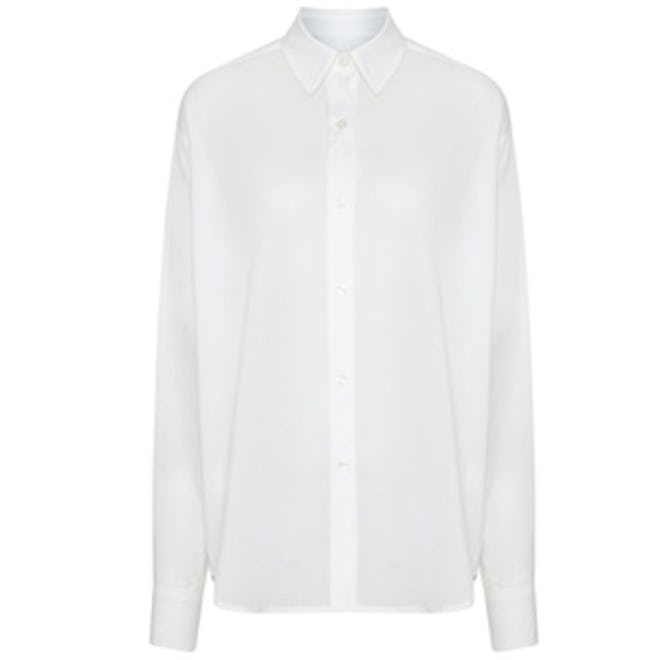 White Cotton Voile Oversized Shirt