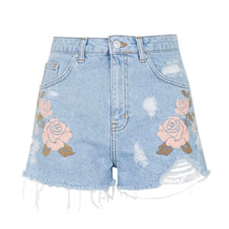 MOTO Embroidered Mom Shorts