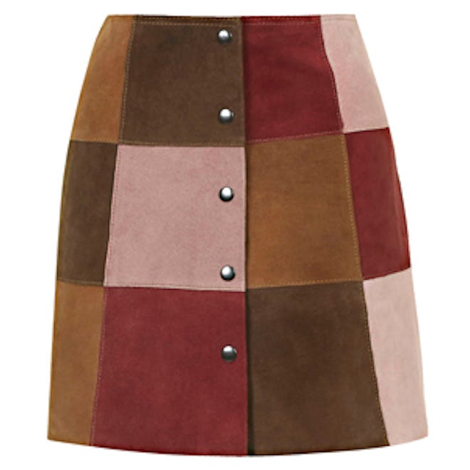 Suede Patchwork A-Line Skirt
