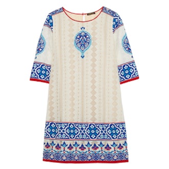 Appliqued Crocheted Cotton Mini Dress