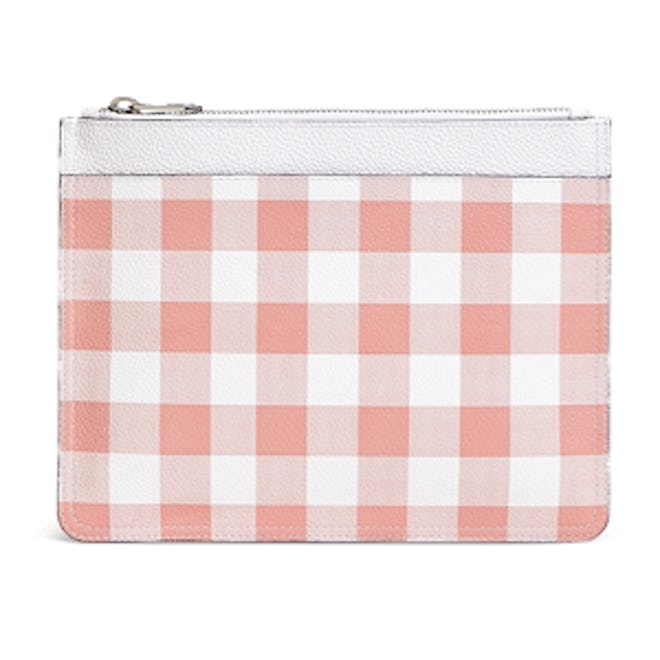 Leather Gingham Clutch