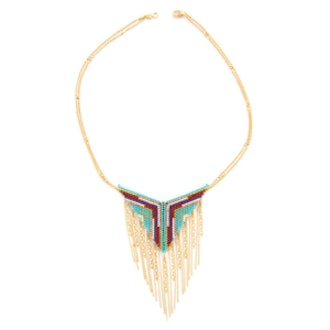 Turquoise Mix Chain Tassel Necklace