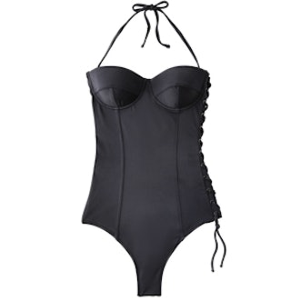 Strapless Side Lace-Up One-Piece