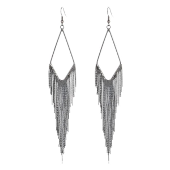 Silver Tone Slinky Chain Dangle Earrings