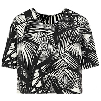 Cropped Printed Jersey Top