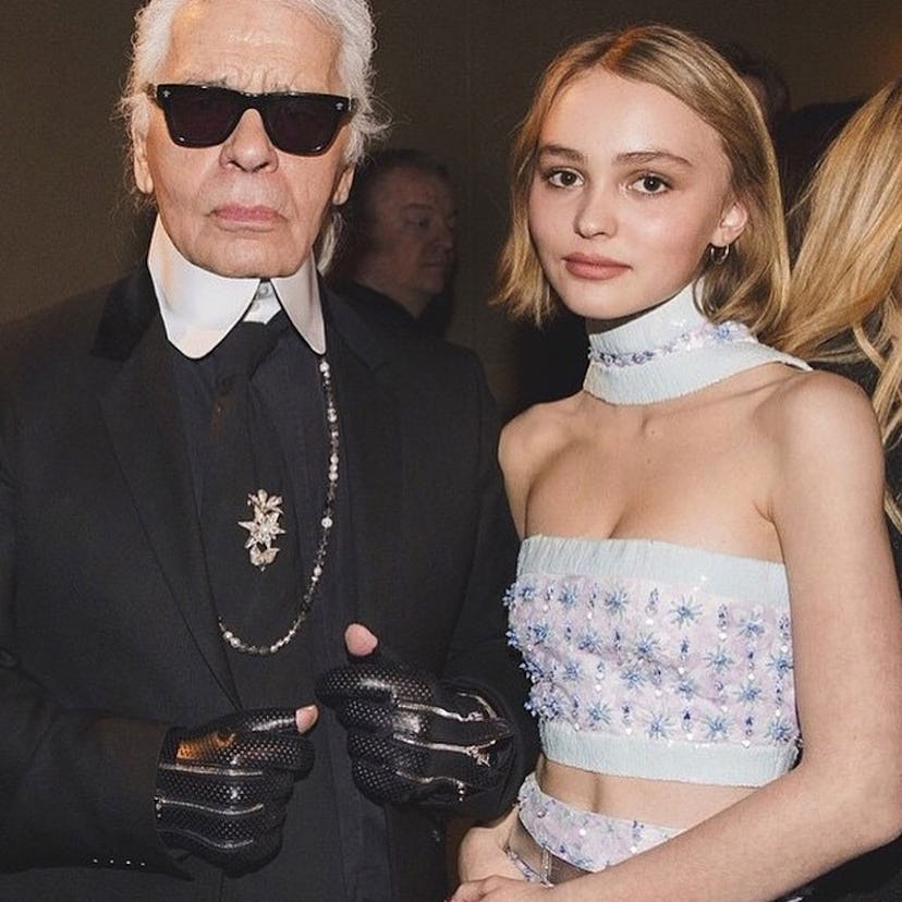 Lily-Rose Depp with Karl Lagerfeld