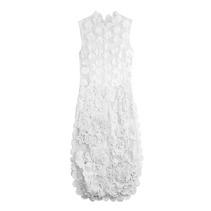 self portrait floral embroidered dress JENNA LONG DRESS WHITE & SUNFLOWERS EMBROIDERIES – Sundress.fr