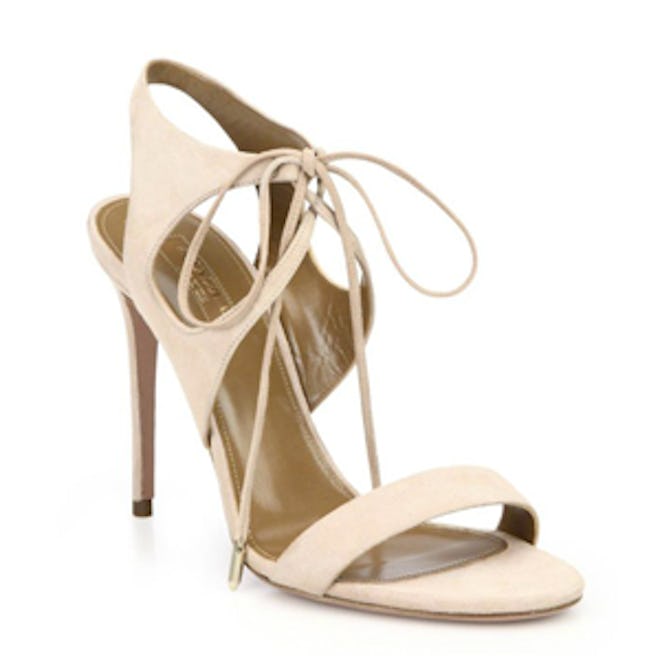 Suede Ankle-Tie Sandals