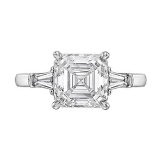 3.01 Carat Asscher Cut Diamond & Platinum Ring