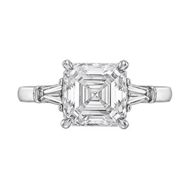 3.01 Carat Asscher Cut Diamond & Platinum Ring