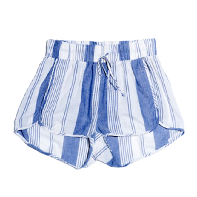 Blue and White Striped Shorts
