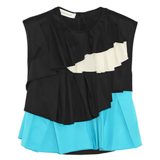 Ruffled Cotton-Blend and Satin Top