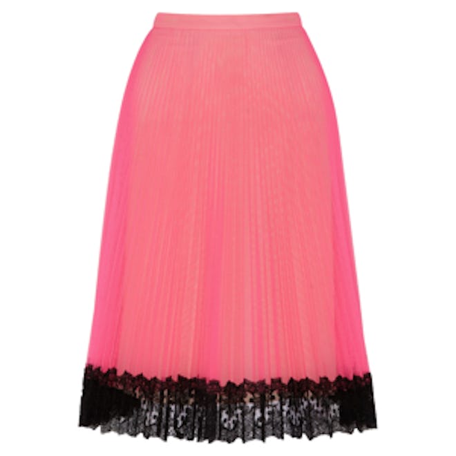 Lace-trimmed Neon Tulle Skirt