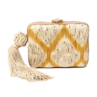 Cream Baler Handwoven Leather Clutch