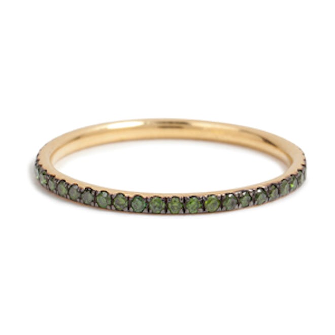 18-karat Yellow Gold Ring with Green Diamonds