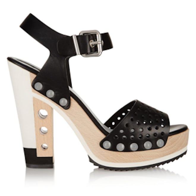 Perforated Leather Platform Sandals