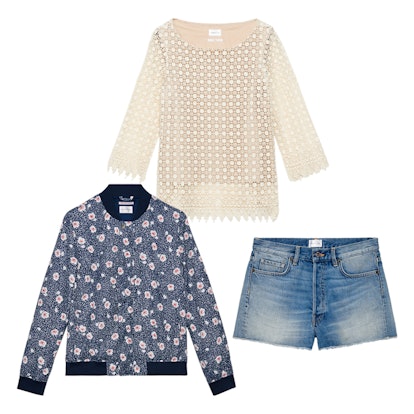 The Perfect Staycation Wardrobe: Denim Shorts, Lazy Top, Blooming Bomber Jacket