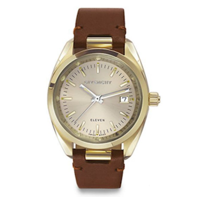 Eleven Goldtone PVD Stainless Steel & Leather Strap Watch