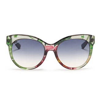 Floral Silk Inlay Cat Eye Sunglasses