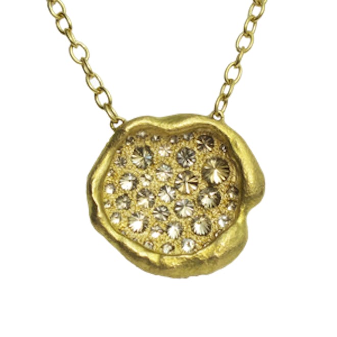 Yellow Gold and Inverted Diamond Crater Necklace