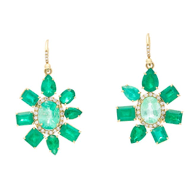 Colombian Emerald Floral Drop Earrings