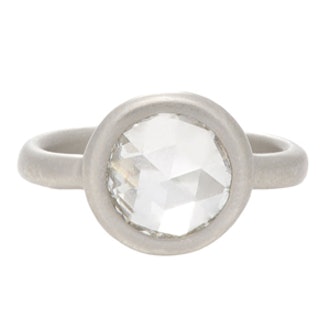 1.75 Carat Rose Cut Diamond & Platinum Ring