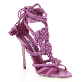 Yuna Knotted Braided Leather Ankle Tie Sandals