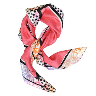 Coral Stiletto Printed Silk Scarf