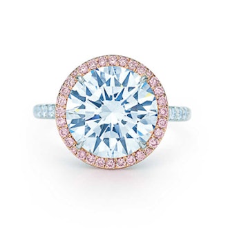 5.31 Carat Round Cut Diamond, Fancy Vivid Pink Diamonds & 18K Rose Gold & Platinum Ring, Price Upon ...