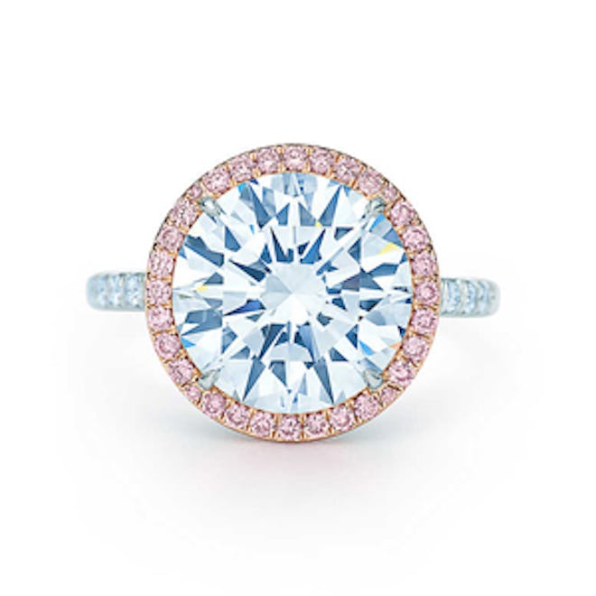 5.31 Carat Round Cut Diamond, Fancy Vivid Pink Diamonds & 18K Rose Gold & Platinum Ring, Price Upon ...