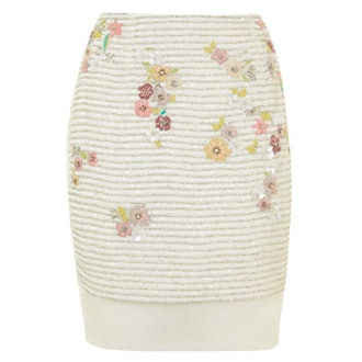 Floral Sequin Pencil Skirt