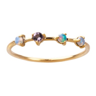 Four Step Ring – Opal and Tanzanite